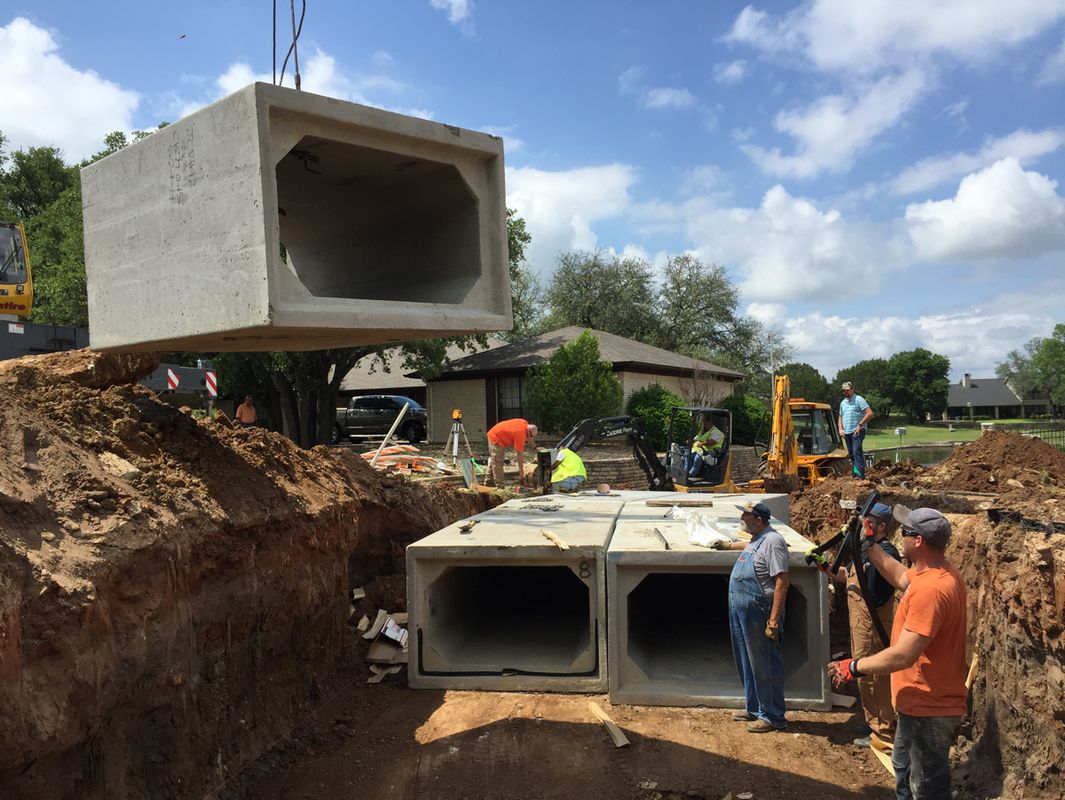Large storm drainage structures being installed by Division 31